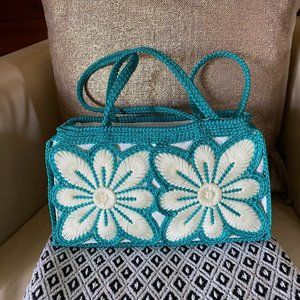 Vintage Crocheted Floral Handbag